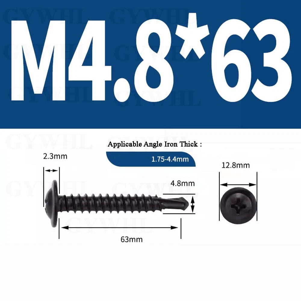 Black Self Drilling Wafer Head Screws Steel Self Tapping Screws for Metal Sheets