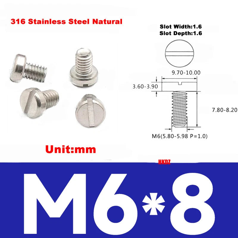 M1.2–M6 Slotted Cheese Head Machine Screws — Carbon Steel, Multiple Coatings