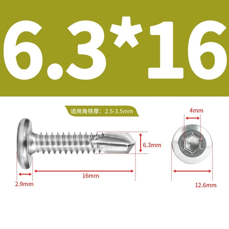 M5.2 M6.3 Hex Socket Flat Head Self‑Drilling Screws – 410 Stainless Steel
