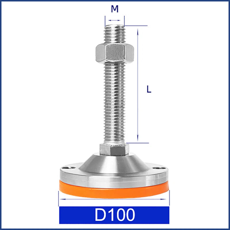 Anti‑Slip Heavy Levelling Machine Feet – Stainless Steel, Adjustable Height M8–M30 (30–200mm Lengths)