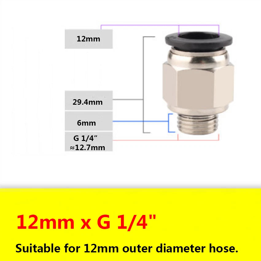 G Male Thread Pneumatic Push-in Straight Fittings — OD 4mm to 12mm Hose