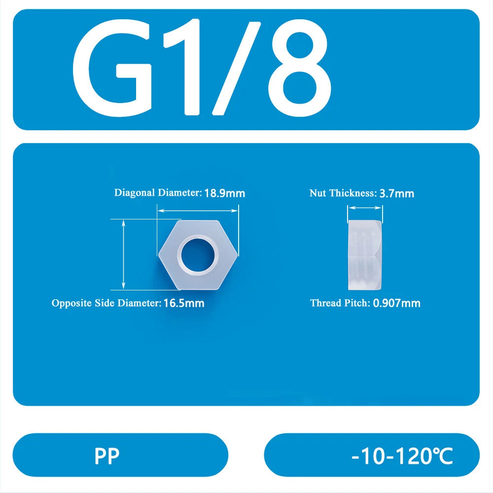 Bulkhead Elbow Barbed Hose Connector — Plastic Pipe Fitting with Thread Adapter, Nut & Gasket