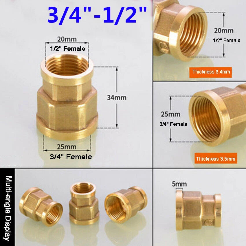 Female Thread Brass Coupling Adapter — Straight & Reducer Pipe Fittings