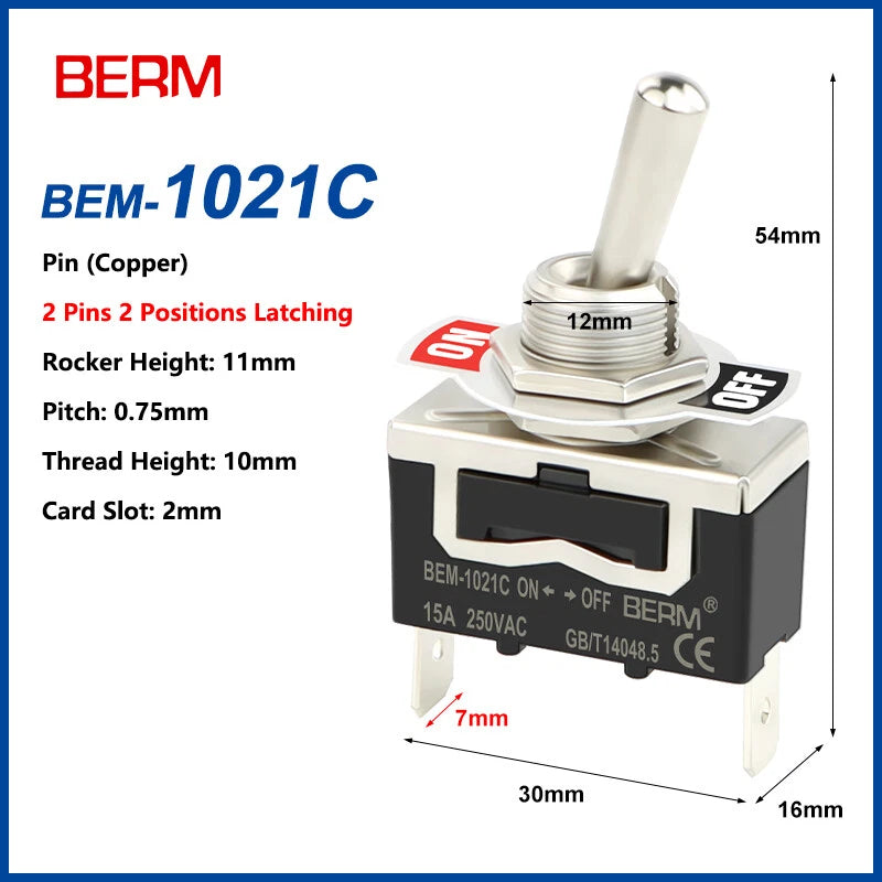 Toggle Switch ON-OFF-ON, 2/3 Pin 2/3 Positions, Latching & Momentary, Screw or Pin Terminal
