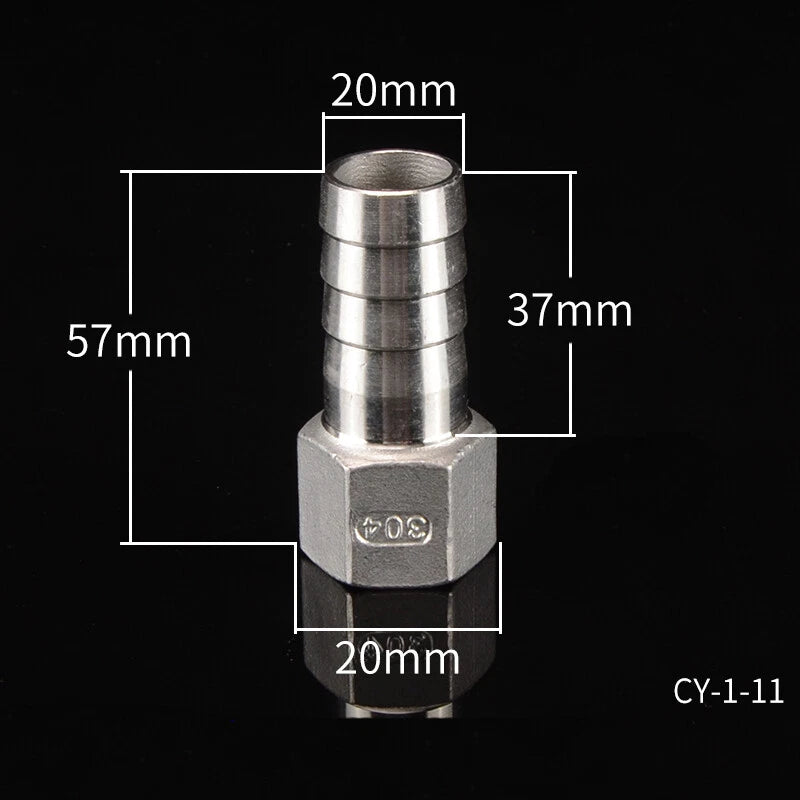 Stainless Steel Female Threaded Hose Barb Fittings — 1/4" to 3/4" NPT