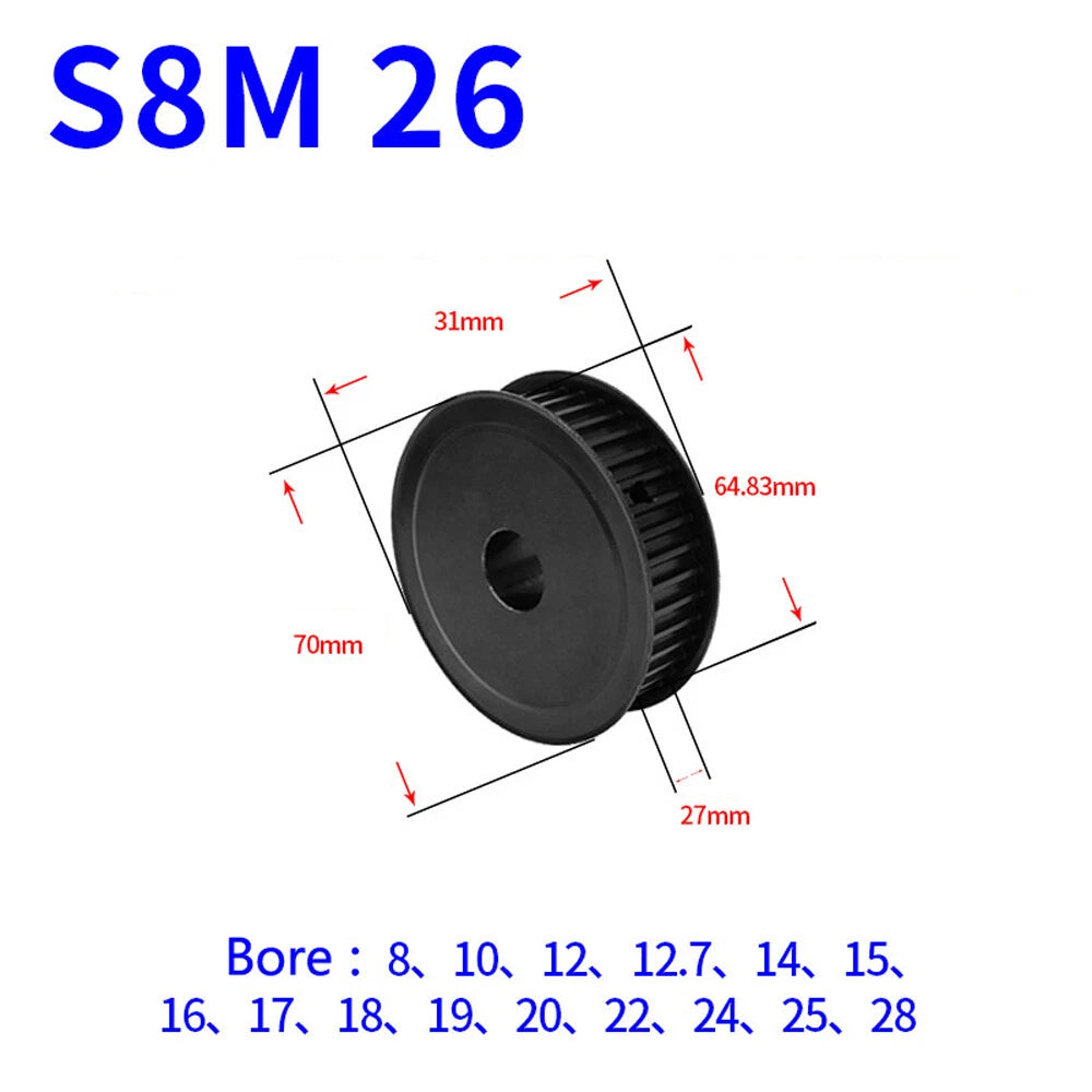 STS S8M 10T-40T Timing Belt Pulleys Pitch 8mm Teeth Width 27mm AF-type 45# Steel