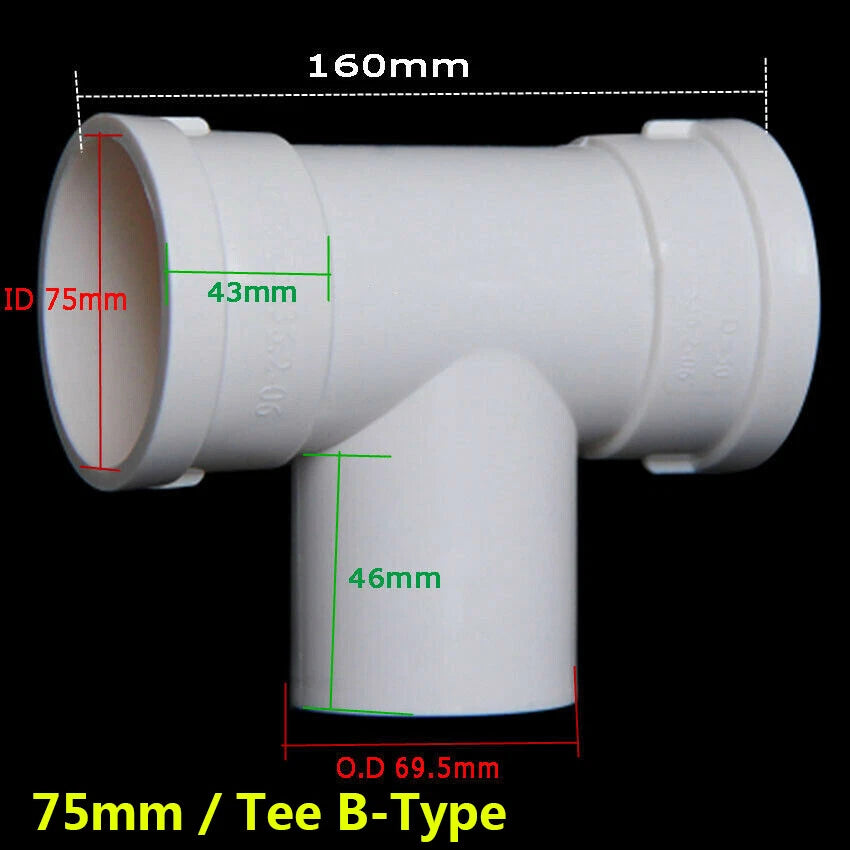 50 75 110 160mm PVC Drain Pipe Fittings Reducer Elbow , Straight , Tee Connector