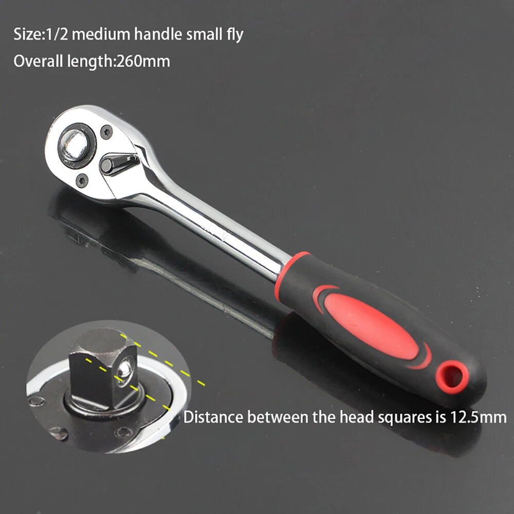 Drive Socket Ratchet Handle Wrench 24/ 72 Teeth Quick-release Reversible Sleeve