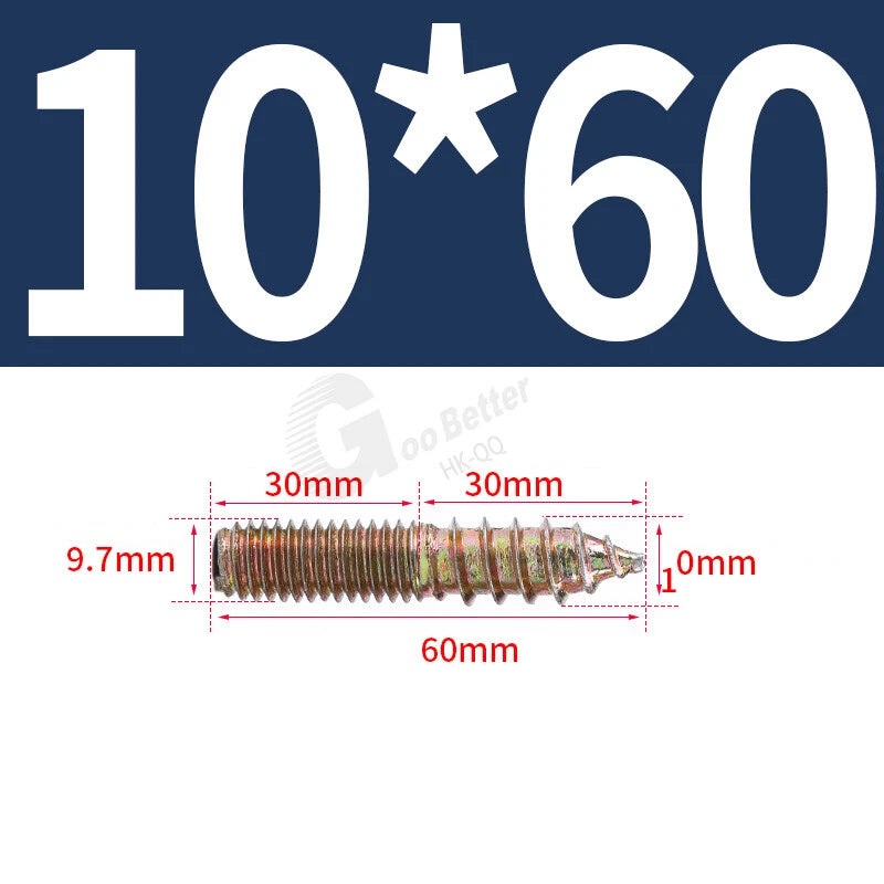 M6 M8 M10 4.8 STEEL WOOD TO METAL DUAL THREAD DOWEL SCREWS HANGER BOLTS