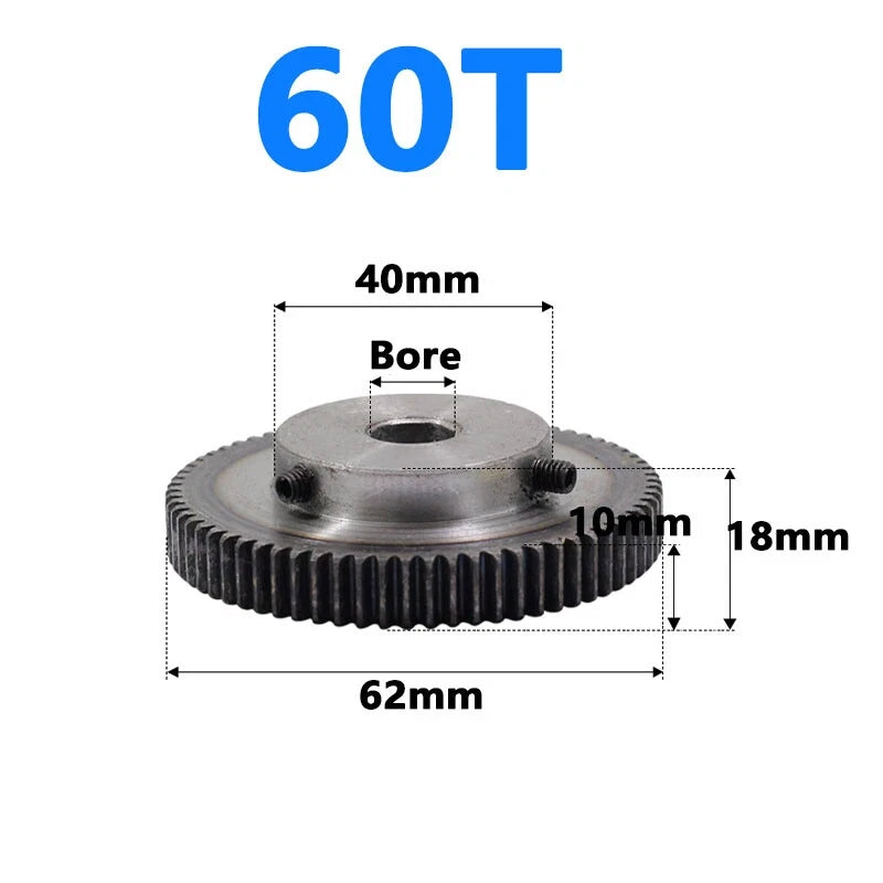 1 Mod 1M Spur Gear With Step 31-125T Teeth Transmission Spur Gear 45# Steel