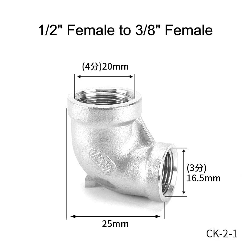 Stainless Steel BSP Reducer 90° Elbow Fittings — 1/8" to 1" Male & Female