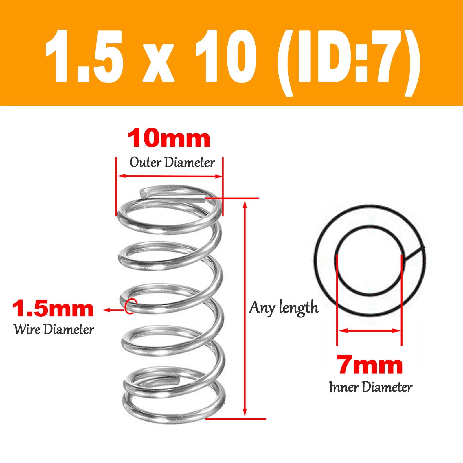 A2 Stainless steel Small Compression Springs Wire Dia.1.5mm OD 9-15mm L:10-120mm