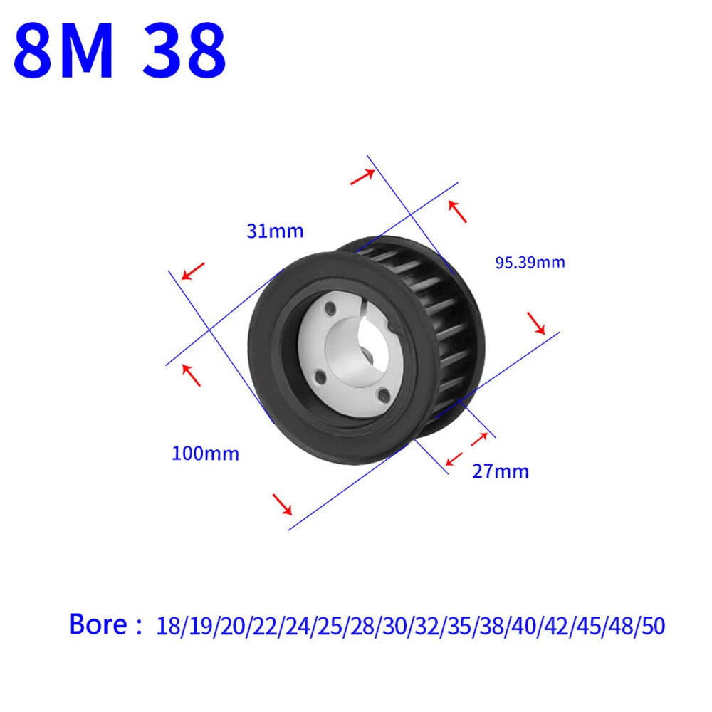 HTD-8M 18-60Teeth Timing Belt Pulleys With Expansion Sleeve Width 32mm 45# Steel