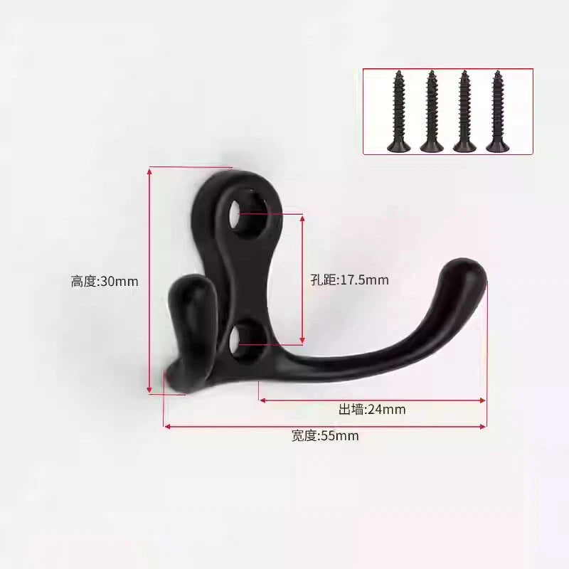 Double Hat Coat Hooks Hanger Door Wall Cloth Towel Holder Organiser Rack Robe