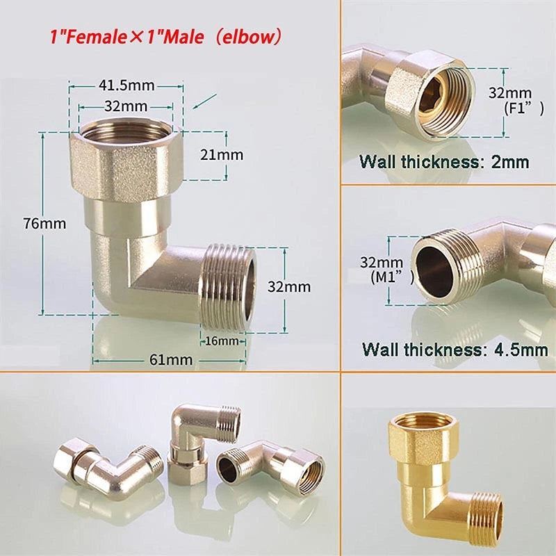 Brass Compression Fittings — Straight Coupling & Elbow Connector, 1/2" 3/4" 1" Female/Male