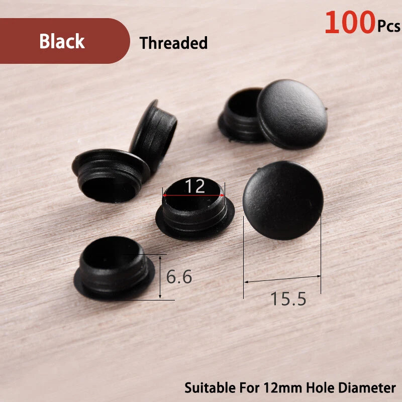 Plastic Screw Hole Cover Caps – For 5mm to 16mm Holes (100-Pack) – Multiple Colors