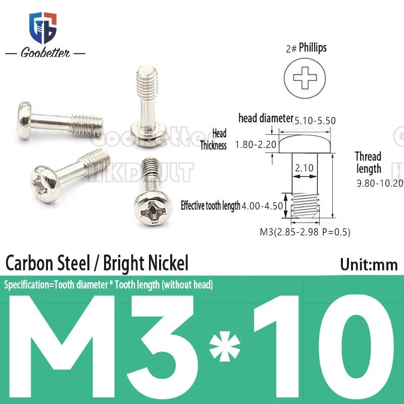 M3 Phillips Pan Head Machine Screws — 3 to 20mm, Carbon Steel & Stainless, 7 Finishes - HomeDIYer