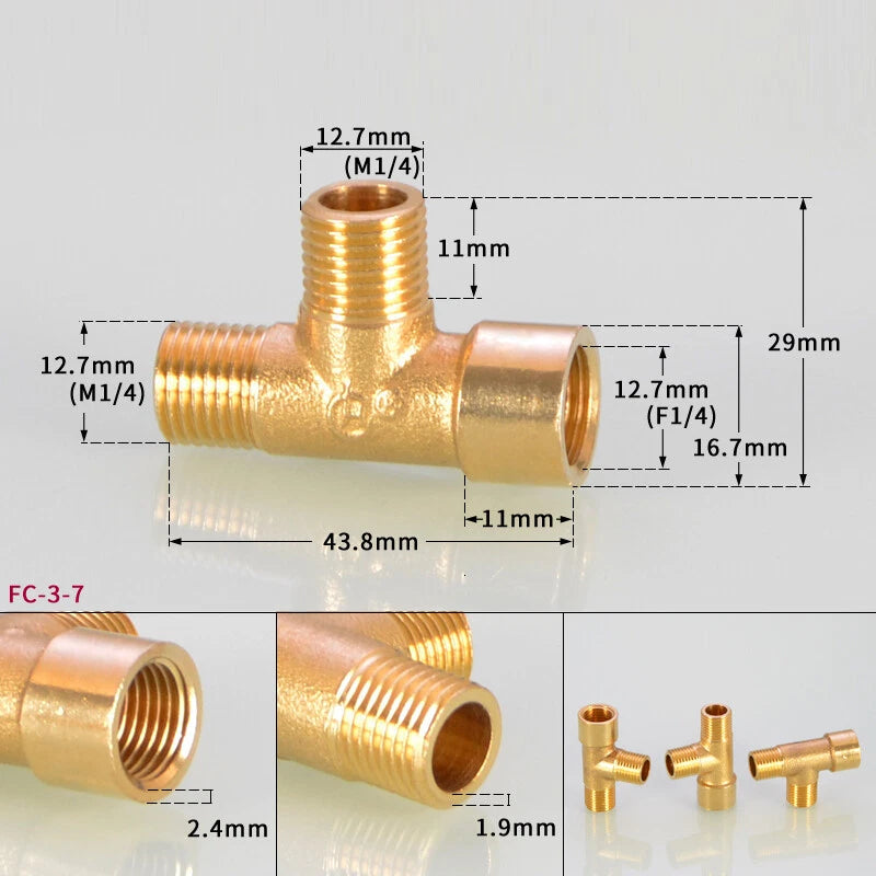 BSP Brass Tee Pipe Fitting – Male & Female Thread T-Shape Connector