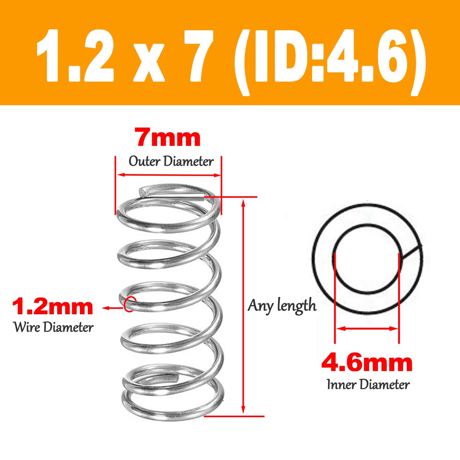 New Compression Spring Springs,1.2mm Wire Dia,You Choose Size And Length Diamete
