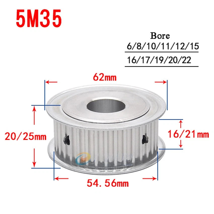 HTD-5M 10T-60T Timing Belt Pulley AF-Type Bore 5-25mm, For 15mm Width Belt