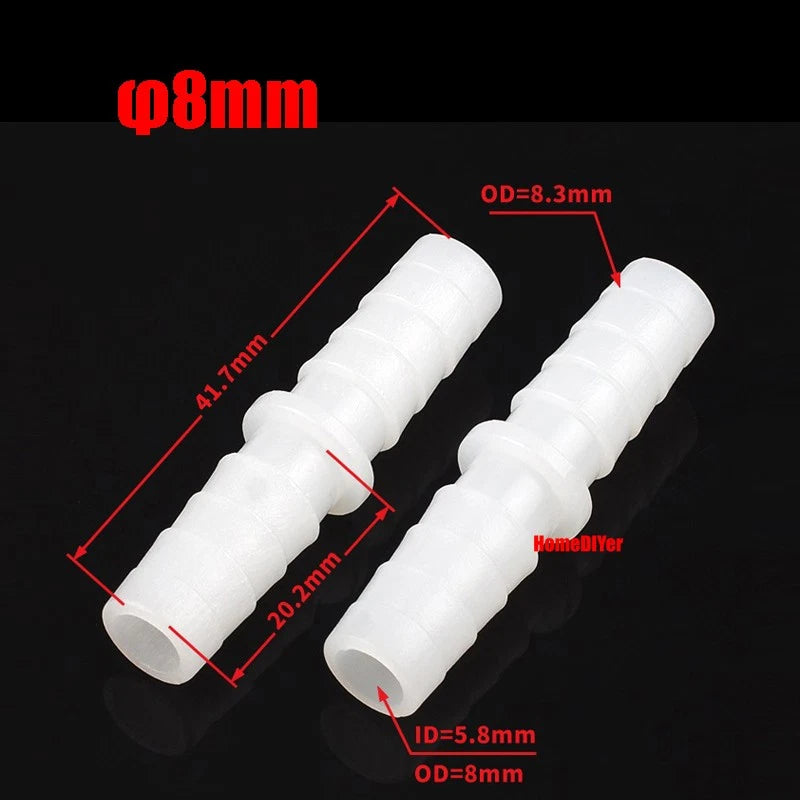 Plastic Barbed Connector 4mm~12mm Straight Cross Pipe Hose Tubing Joiner Fitting