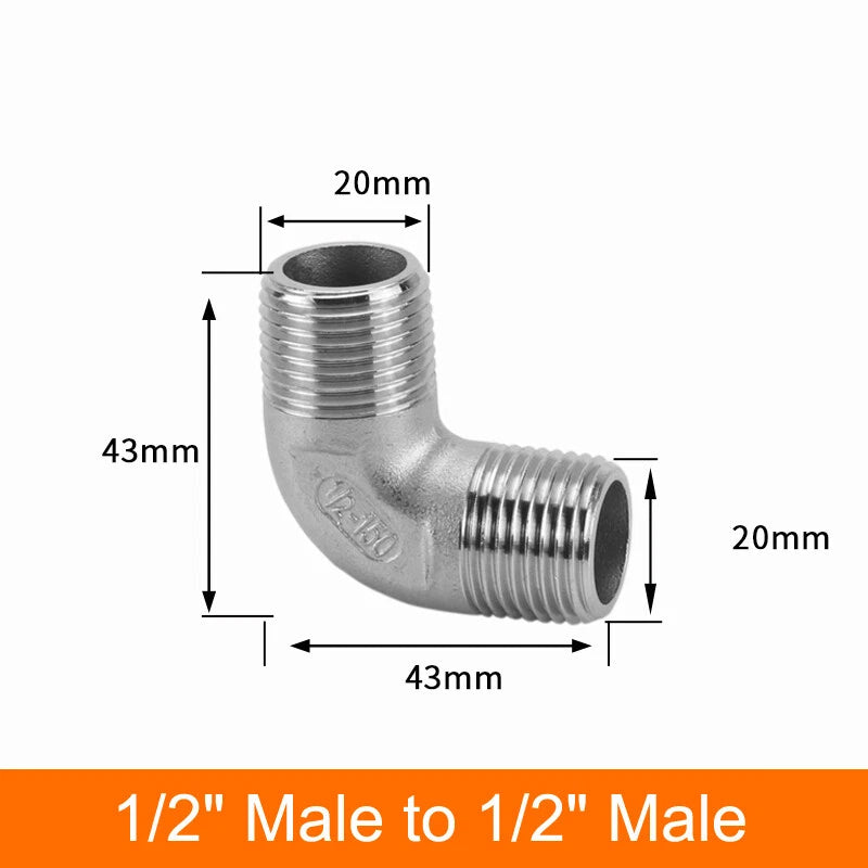 Stainless Steel 90° Elbow BSP Pipe Fittings — Same-Size & Reducing Female/Male Adapters