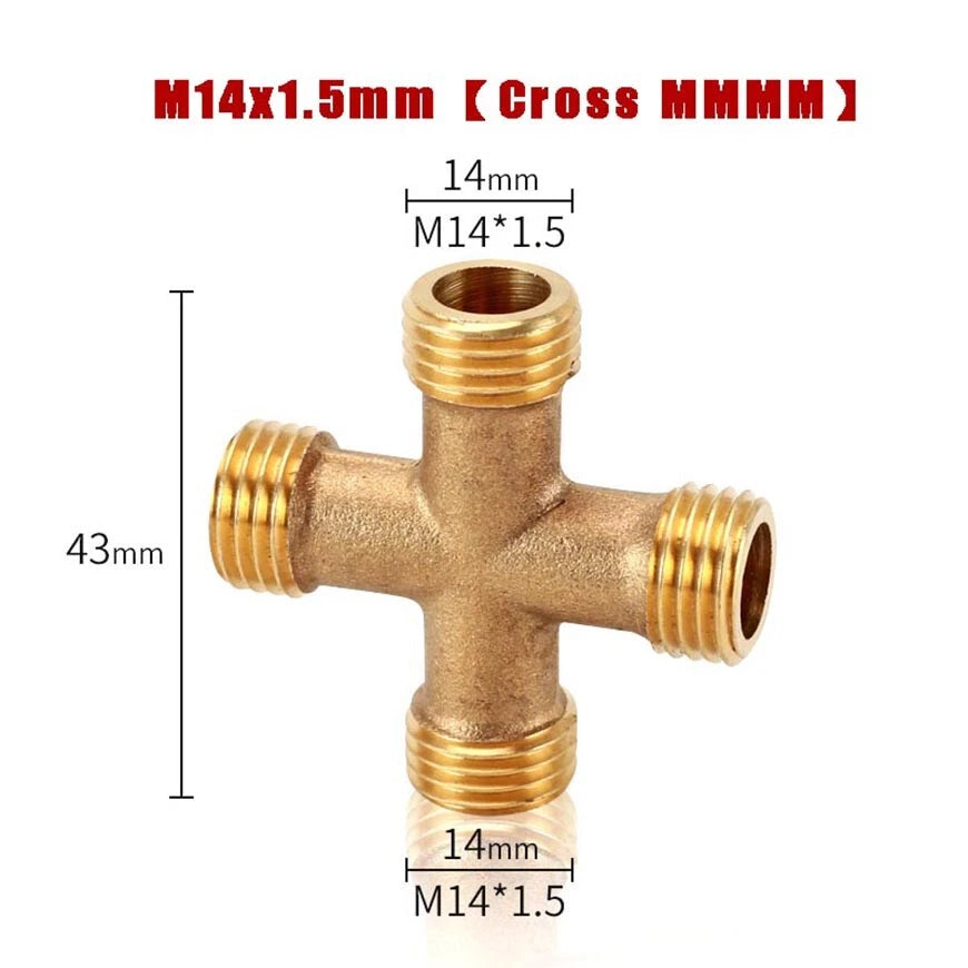 M14x1.5mm & M22x1.5mm Brass Pipe Fittings — Straight, Elbow, Tee, Cross, Coupler Adapters