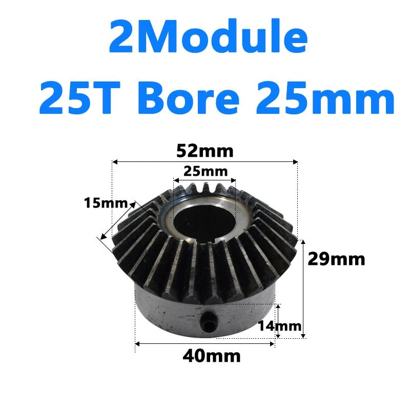 Bevel Gear 2 Module Ratio 1:1 Teeth 25 30 Bore Dia 10mm 12mm 14mm 15mm 16mm-28mm