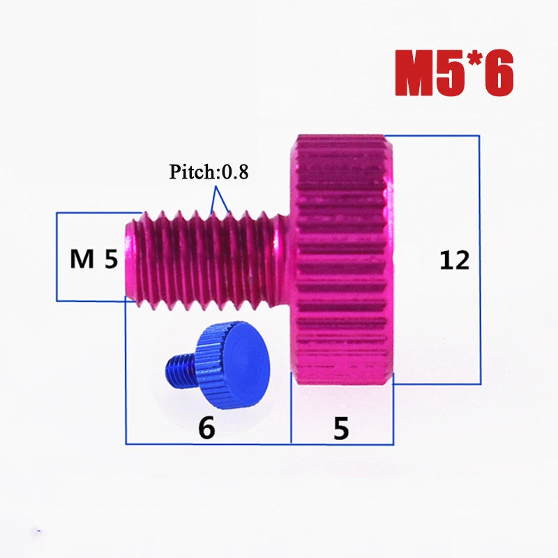 M2–M6 Aluminum Alloy Knurled Thumb Screws | Hand-Tighten Knob Bolts, 10 Colors