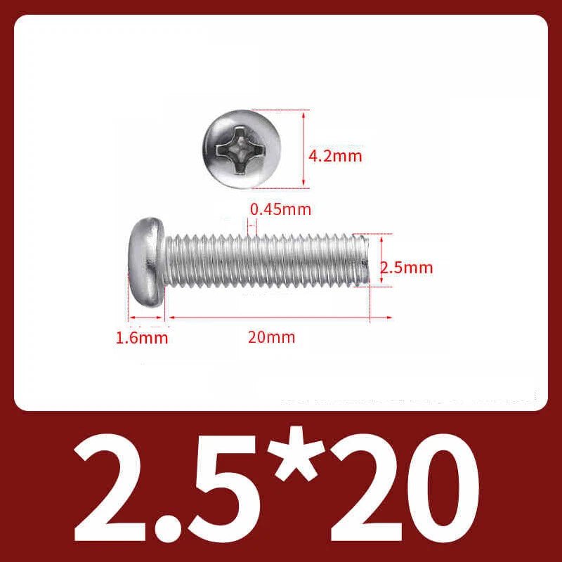 M2.5 Pozi Pan Head Machine Screws A2 Stainless Steel — Multiple Lengths - HomeDIYer
