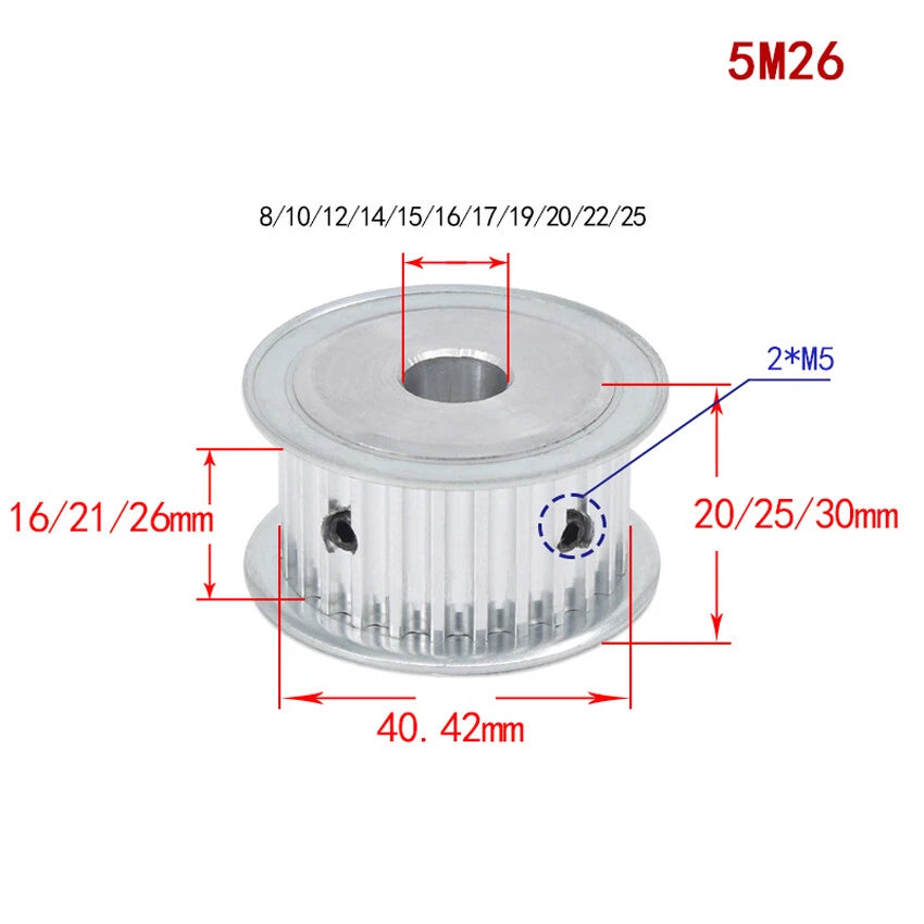 HTD-5M 12T-100T Timing Belt Pulleys Pitch 5mm AF-type Drive Pulley Width 21mm