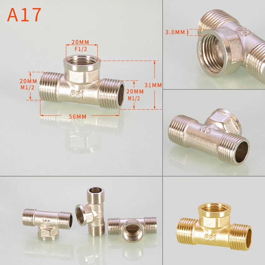 BSP 1/2" Brass Pipe Fittings — Adapters, Elbows, Tees & Connectors