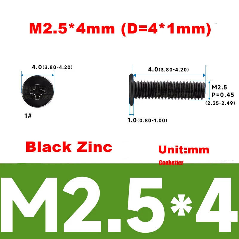 M2.5 Ultra Thin Flat Wafer Head Phillips Screws – CM2.5 Laptop Computer Screws (Various Finishes)