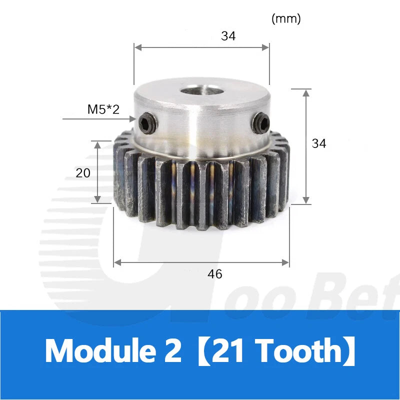 Mod 2 Spur Gear C45 Steel with Hub 12 - 60 Tooth Motor Pinion Hardened Precision