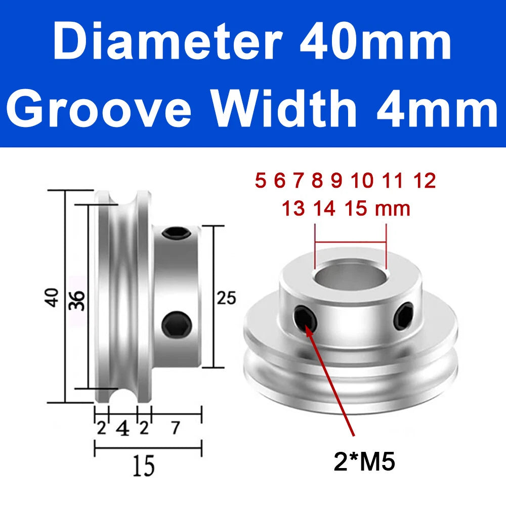 Alu U Pulley OD 20 30 40 50 60 80mm Single Groove Fixed Pulley for PU Round Belt