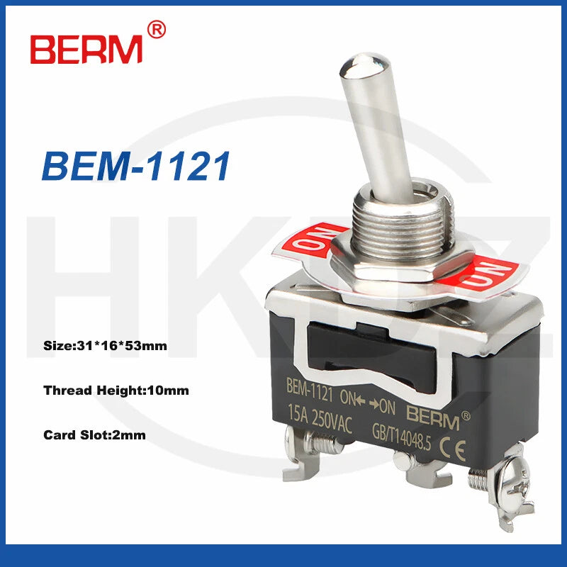 Metal Toggle Switch 250VAC 15A — SPST / SPDT / DPST / DPDT Panel Mount Flick Switch