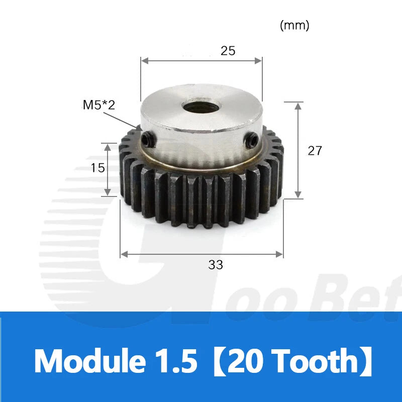 Spur Gear C45 Steel Mod 1.5 with Hub 12-60 Tooth Motor Pinion Hardened Precision