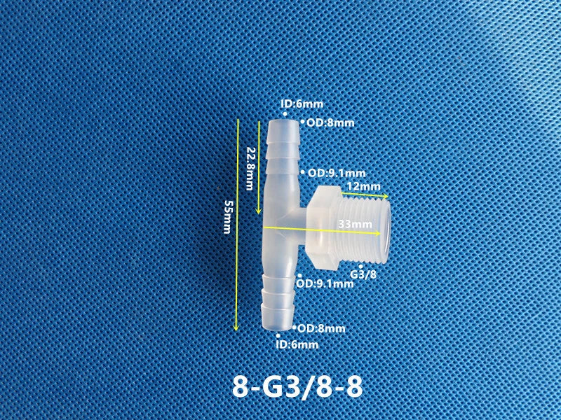 T-Type Plastic Pipe Fitting – Male Thread Barbed Tee Hose Connector (G & M Thread)