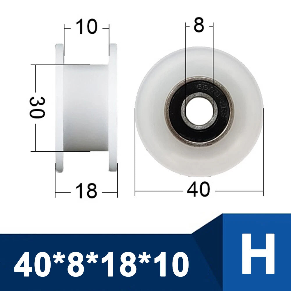 OD 30-85mm Nylon Pulley Wheel with Ball Bearing U/V/H Groove for Door and Window