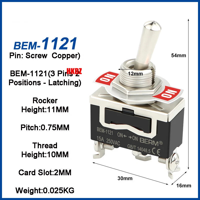 Heavy Duty Toggle Switch — 2/3 Position SPST DPDT, BEM & E-TEN Series, Pin or Screw Terminal