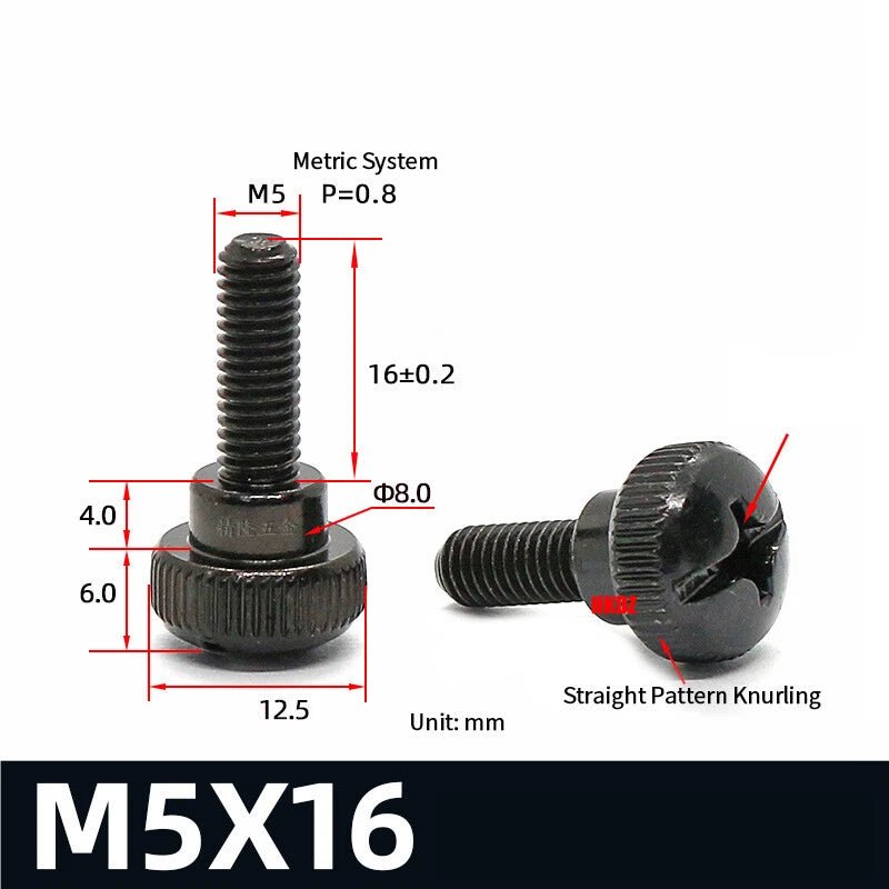 M3~M6 Phillips Carbon Steel Step Knurled Thumb Screws | Hand Grip Knob Bolts - HomeDIYer