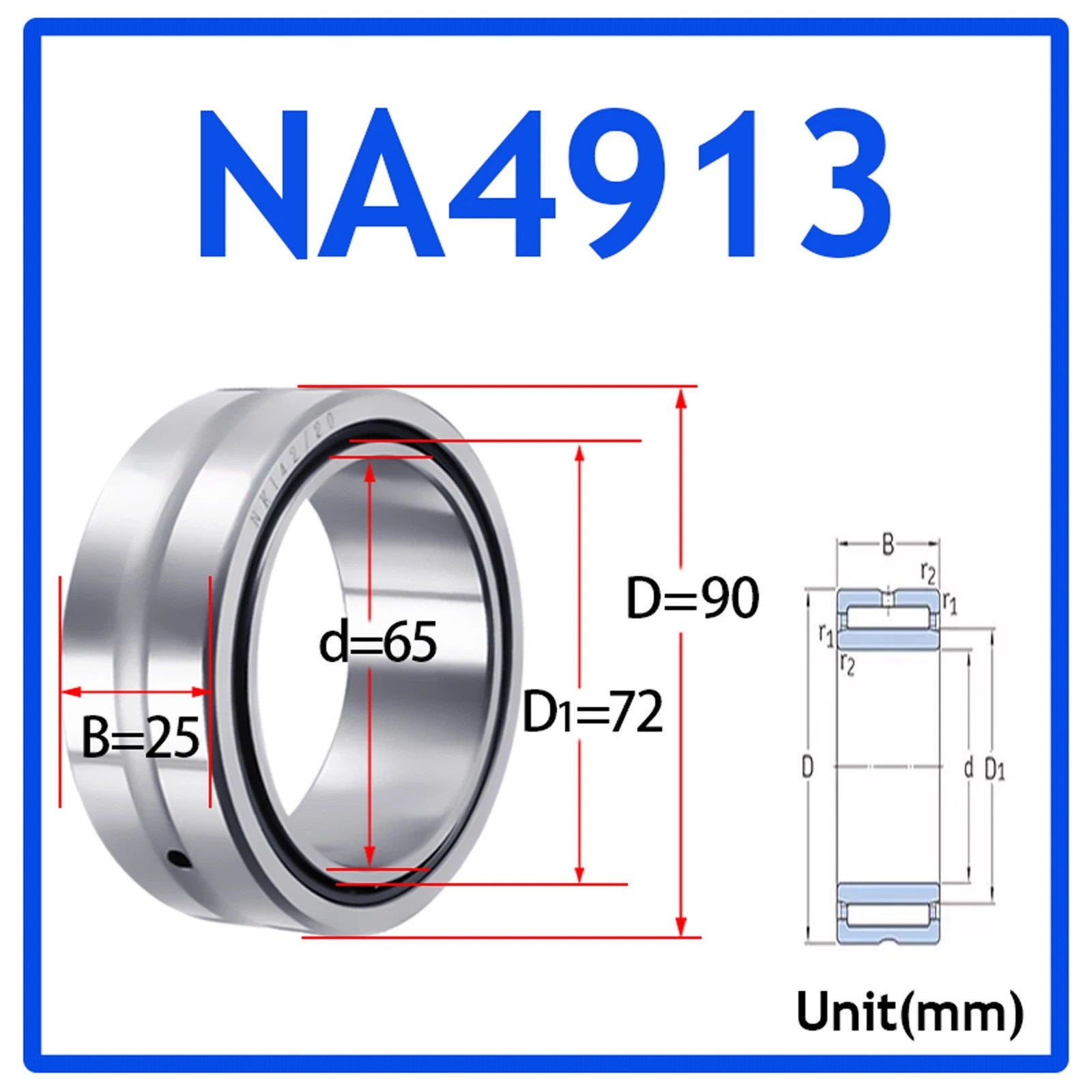 Needle Roller Bearings With Inner Ring High-Quality NA4900 - NA6920 ID 10-100mm