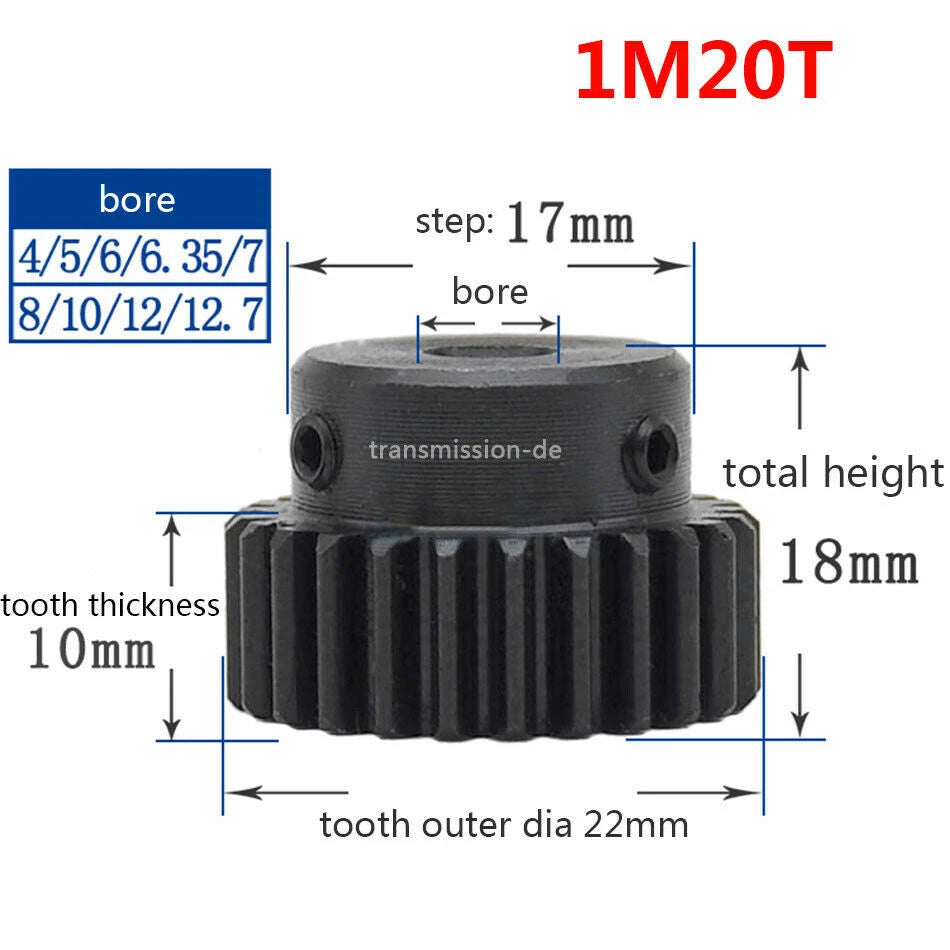 0.5/1 Mod Pinion Gear 10T-150T Spur Gear with Step 45# Steel Transmission Gear