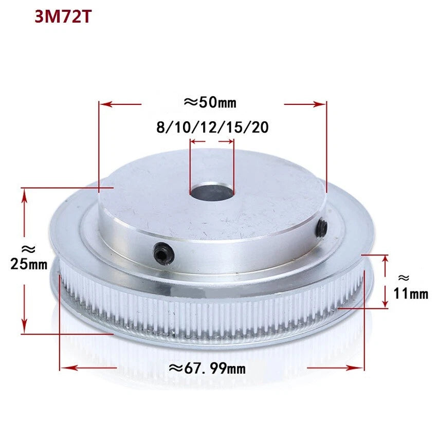 HTD-3M 12T-150T Timing Belt Pulley Pitch 3mm Tooth Width 11mm Synchronous Wheel