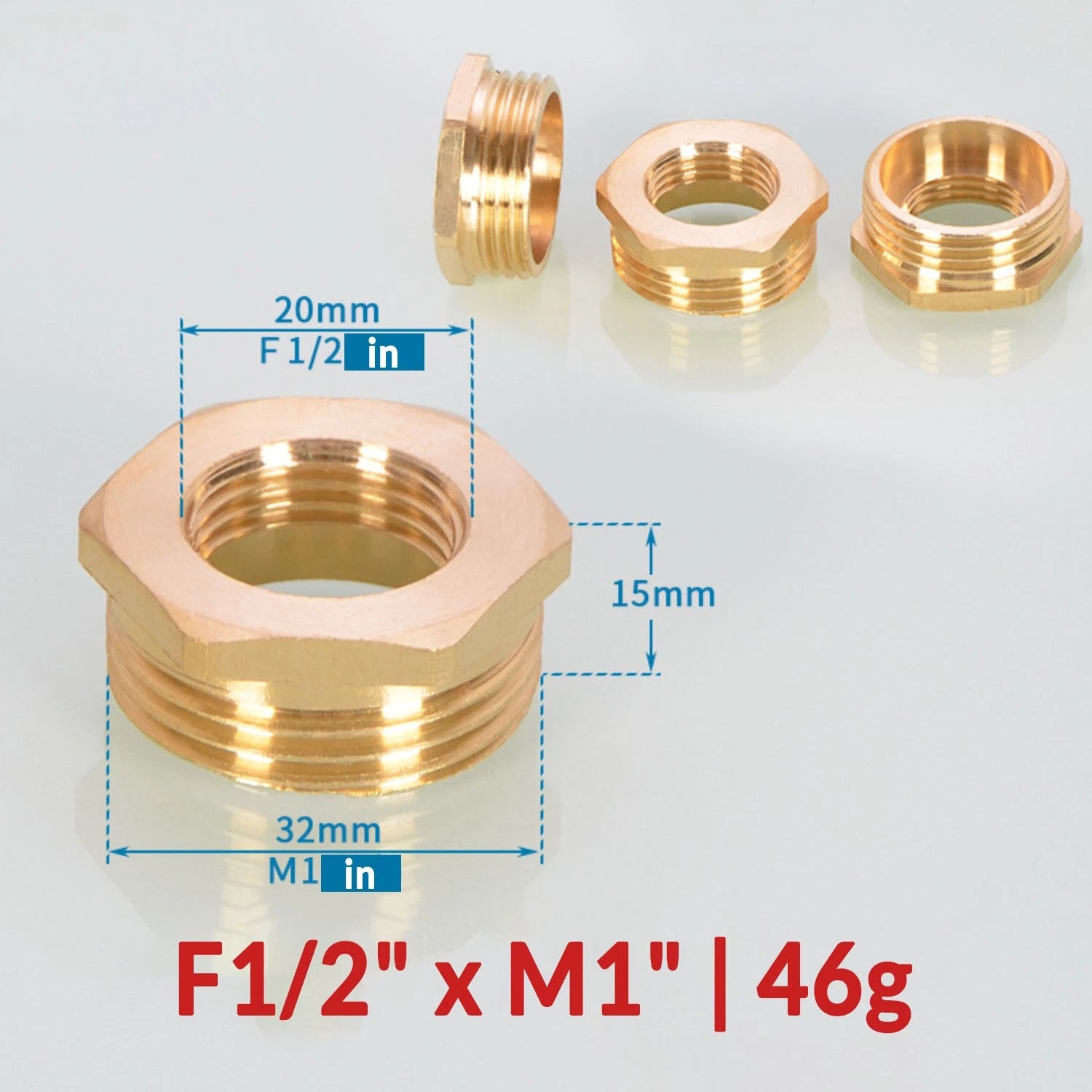 BSP Brass Reducing Hexagon Bush — Male to Female Thread Pipe Fittings