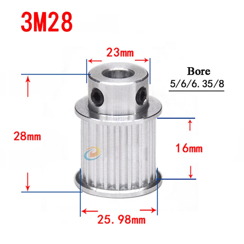 HTD-3M 12T-150T Timing Belt Pulley With Step Bore 8-25mm, For 15mm Width Belt
