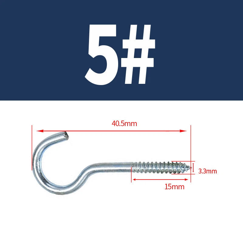 Zinc Screw Eyes & Hooks — Metric Wood Thread, 16–105mm, Hook & Eye with Optional Wall Plug