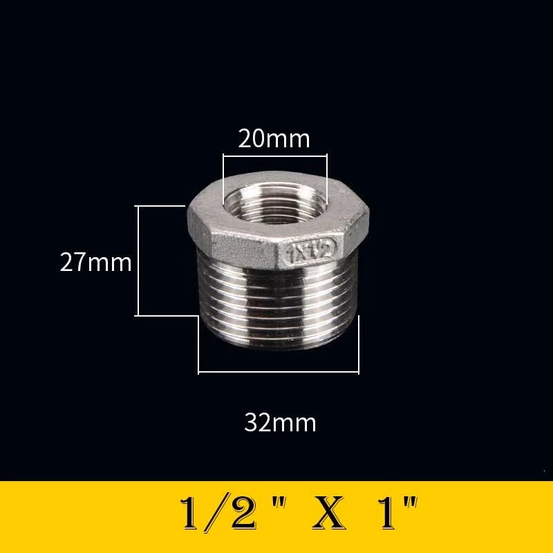 304 Stainless Steel Reducing Bush Adaptor | Male to Female NPT Pipe Fitting