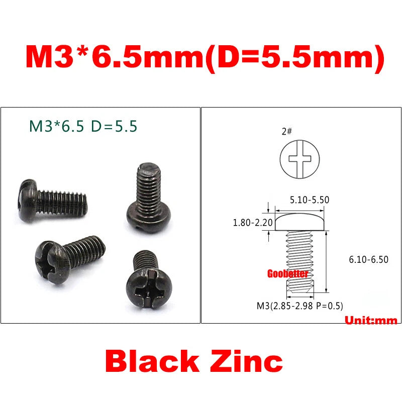 M3 Phillips Pan Head Machine Screws – 3mm to 43mm, Multiple Coatings (100–500 PCS)