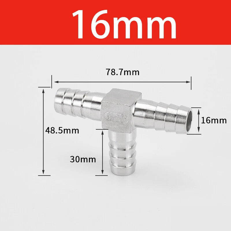 Stainless Steel T Joiner Various Piece Fuel Hose Gas Joiner Tee Connector 6-41mm